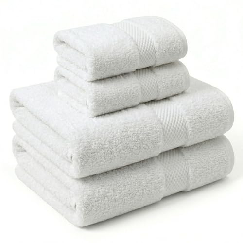 NARCISO Set Asciugamani Bagno Viso e Bidet 4 Pezzi (2 Viso 50x100cm e 2 Bidet 40x60cm) Ogni Asciugamano è Realizzato in Spugna di Cotone ad Alta Assorbenza, Morbido e Resistente all’Usura Quotidiana