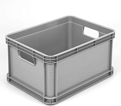 keeeper 3 Stück je 20 L Eurobehälter Stapelkiste Eurobox Lagerbox Lagerkiste Europalette, Polypropylen (PP), Weiß