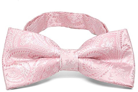 tiemart Vorgebundene verstellbare Herren-Fliege mit Bandkragen, Blassrosa Clara Paisleymuster, Erwachsene