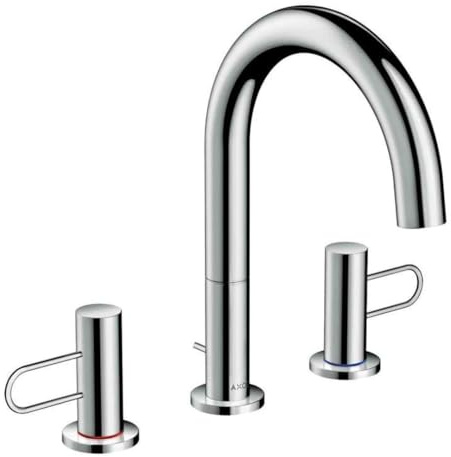 AXOR Wasserhahn Uno 3-Loch Waschtischarmatur, Auslauf Höhe 200 mm, mit Zugstangen-Ablaufgarnitur, Chrom