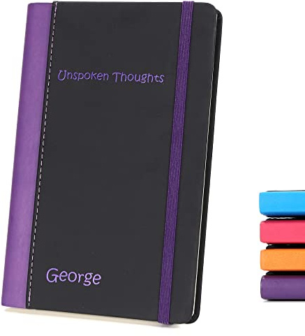 Personalisiertes Stilvolles Notizbuch A5 (Lila) ~ Notizblock mit Wunschtext | Tagebuch Journal Notebook Individuell gestaltet ~ Originelle Geschenkidee zum Geburtstag, Jahrestag, Weihnachten