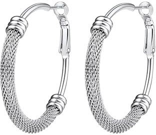 PROSTEEL Boucles d'Oreilles Créoles Femme Acier Inoxydable Anneau d'Oreille 40mm