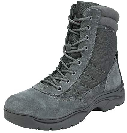 NORTIV 8 Men's Military Tactical Work Boots | Side Zipper Leather Motorcycle Combat Boots For Outdoor Work Hiking Tactical Use And Daily Wear With Durable Comfort Trooper