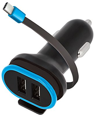 Forever Auto Ladegerät mit Kurz Micro USB Type C Ladekabel, KFZ Autoladegerät Zigarettenanzünder Verlängerung, Adapter für iPhone, Samsung, Huawei und mehr, Ladeadapter mit USB-anschluss