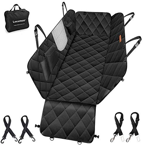 Looxmeer Autoschondecke Hund Rücksitz Hundedecke Auto, Wasserdicht & Kratzfest, Universal Hundedecke Auto Rückbank mit Seitenschutz und Sichtfenster, Hundematte für PKWs, LKWs, SUVs, 137 x 147cm