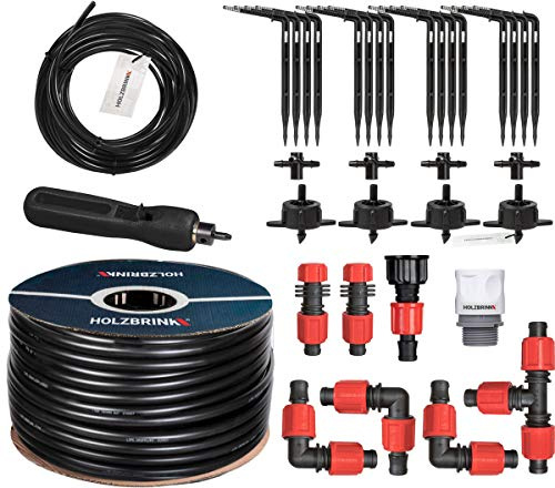 HOLZBRINK Start Set Gewächshaus Bewässerung Bewässerungssystem inkl. 30 m LDPE Verlegerohr 16 mm, 4x Tropfer 4l/h, HTB-10-S-30