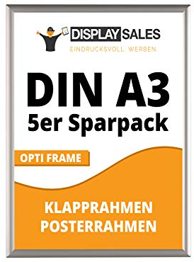 DISPLAY SALES Klapprahmen (5 St.) Opti Frame DIN A3 | Wechselrahmen mit 25 mm Profilbreite | Sparpack Posterrahmen