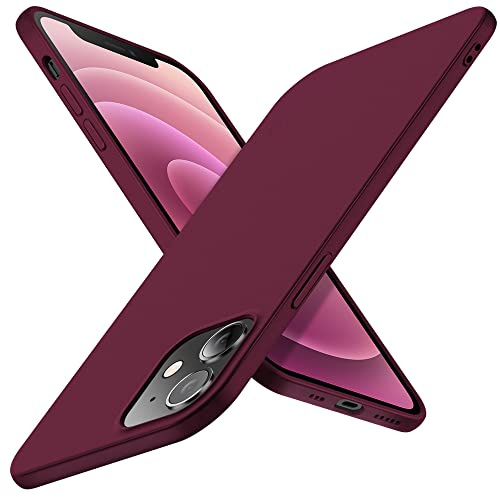 X-level für iPhone 12 mini Hülle, Dünn Weich Case, Weinrot | Handyhülle Soft Silikon Bumper Cover Kratzfeste Schutzhülle