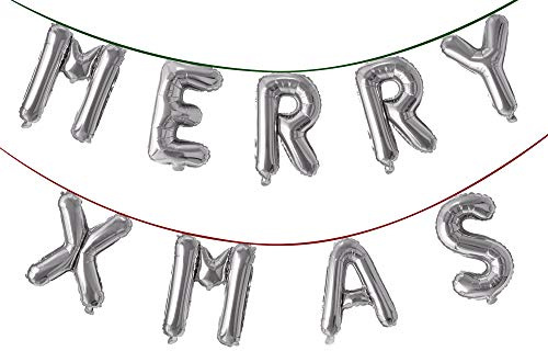 Trendario Weihnachten Girlande - Xmas Deko Luftballon Girlande für Weihnachten - Weihnachtsdeko Merry Xmas Folienballon Weihnachtsgirlande (Silber)