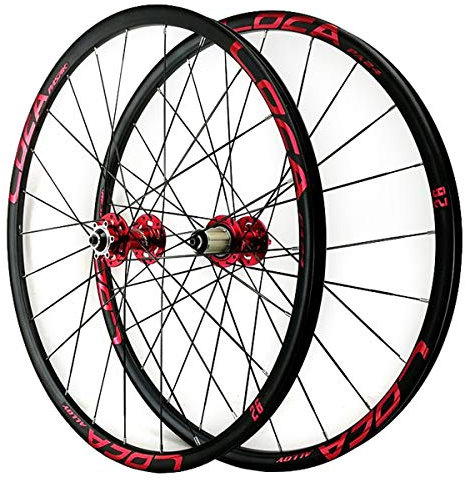 ZFF 26/27,5 Zoll MTB Laufradsatz Sechs Nagelscheibenbremse Mountainbike Vorderrad Hinterrad Rad Aluminiumfelge 8 9 10 11 12 Fach Schnellspanner 24 Löcher (Color : Red 2, Size : 27.5in)