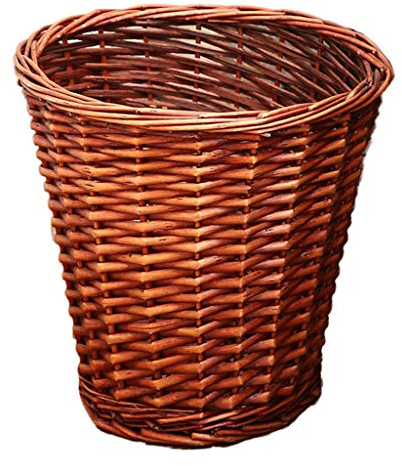 GLP Corbeille à papier ronde en osier tressé sans couvercle, pour chambre à coucher, cuisine, bureau