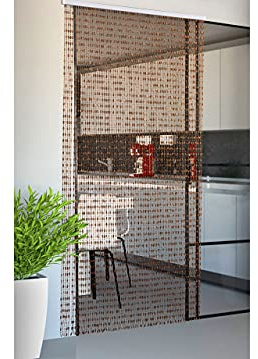 BIANCHERIAWEB Cortina antimoscas antihumor, Cadena de Cuentas de caída Panel Puerta Ventana casa ámbar 120 x 220 cm Naranja