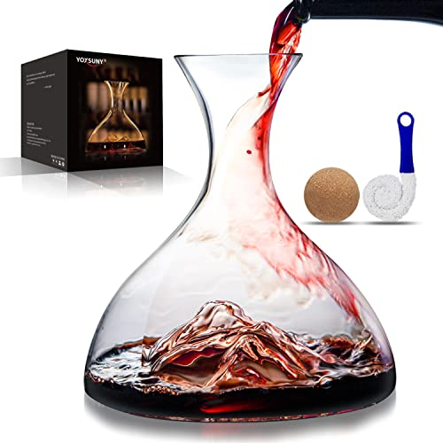 YOXSUNY Wein-Dekanter-Set mit Stopfen, Eisberg-förmiger Weinbelüfter, 1.8 l, klar, mundgeblasen, bleifrei, Kristall-Weindekanter und Karaffen, Karaffen, Wein-Geschenk für Weinliebhaber