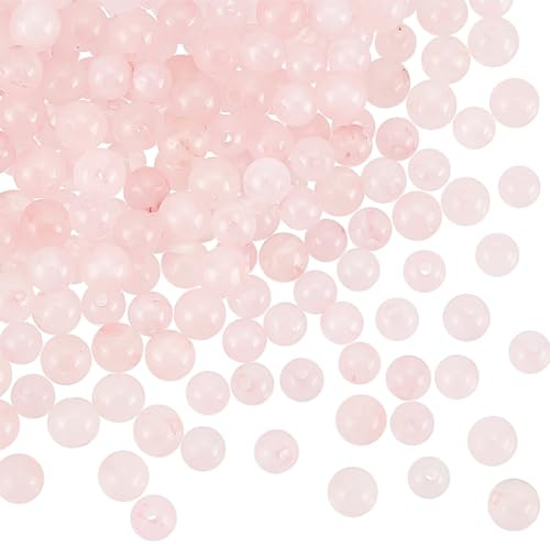 Olycraft Ca 164–166 4 mm naturliga rosenkvartspärlor, naturliga rosa kristallpärlstrådar, runda lösa ädelstenar, pärlor, energisten för armband, halsband, smyckestillverkning