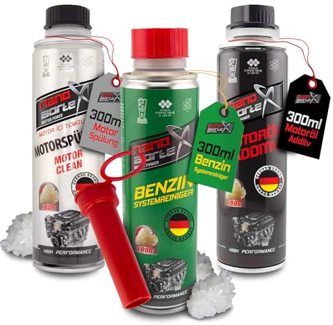 NanoBorTeX Motor Power Set Angebot Öl Additiv + Benzinzusatz + Motorspülung Motorschutz BOR Boron Motorbeschichtung Schutz DAS ORIGINAL