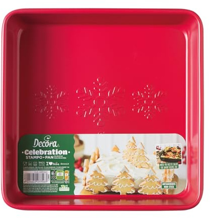 Decora 0080252 Stampo Celebration Rosso 24 X 24 X 5 H Cm, In Metallo Antiaderente, per realizzare preparazioni dolci e salate.