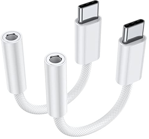 JXMOX USB Type C to 3.5mm Female Headphone Jack Adapter (2-Pack), USB C to Aux Audio Dongle Cable Cord for iPhone 17 Air 16 15 Pro Max, Samsung Galaxy S23 S24 S25 Ultra, iPad Pro, MacBook, Pixel 9 8
