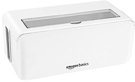 Amazon Basics Cable Tidy Box for Hiding and Organising Cables, Small, White