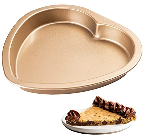 Yomvzake Heart Shaped Cake Pan, 8 Inch Heart Shollow Baking Sheet Cake Tray for Valentine's Day Cake Cookie Baking