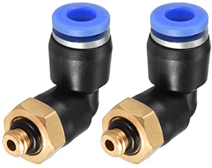 M METERXITY 2 Pack Push to Connect Tube Male Elbow Fitting - Pneumatic Air Push Quick Connect, Apply to Pipe Connection (6mm OD x M5 Thread, Blue)