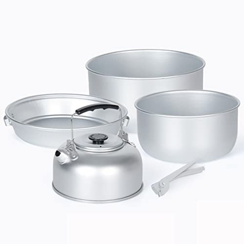 Kit de Utensilios de Cocina para Acampar, Juego de Cocina de Aluminio para Exteriores, hervidor de Agua, Olla para Viajar, Senderismo, Picnic, Barbacoa, Equipo de vajilla sin Capa