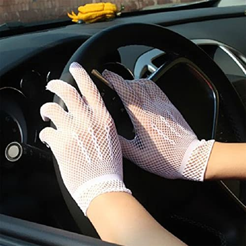 QXPDD Gants de Conduite d'été pour Femmes en Dentelle Respirante, Blanc