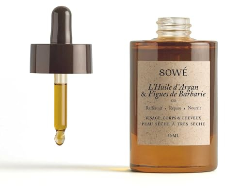 L'HUILE PURE D'ARGAN ET FIGUE DE BARBARIE - BIO, VIERGE ET PRESSÉE À FROID - 50ML - Huile Raffermissante et Nourrisante - Visage, Corps et Cheveux (Jaune)