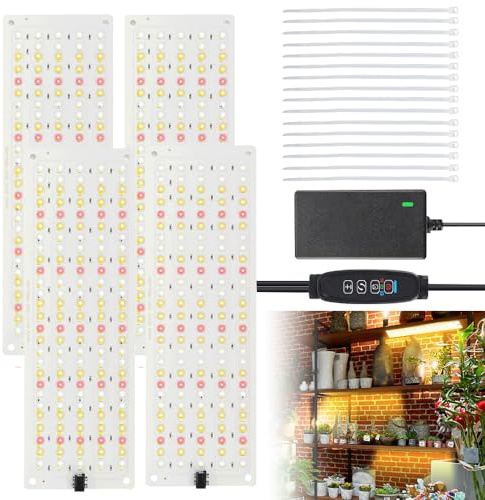 XPJBKC Lámparas de Crecimiento, 316 LEDs Grow Light, Luz de crecimiento full spectrum para plantas de interior con temporizador, 10 tipos de luminosidad (4pcs)