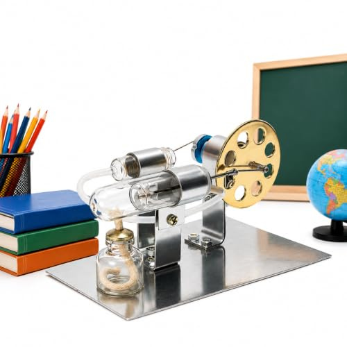 LetCart Modelo De Motor Stirling, Sterling Engine Kit Modelo De Motor Stirling De Aire Caliente con Luz LED, Modelo de Motor Modelo de Juguete Educativo, Apto para Adultos