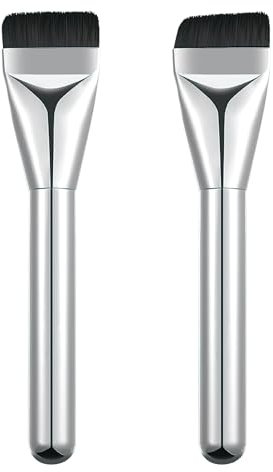 Set di 2 Pennello Sottile per Fondotinta,Pennelli Ultra Sottili per Fondotinta,Setole Morbide e Resistenti, ideale per fondotinta cremoso, cipriato o liquido