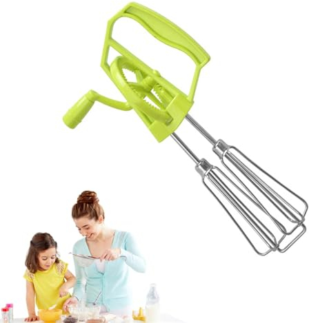 Fouet rotatif à main en acier inoxydable, mélangeur à œufs à manivelle, fouets manuels for la cuisine, gadget de cuisine, outil polyvalent / 121 (Color : Green/1pc, Size : Small)