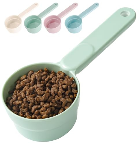 Joyinjojo Pelle à nourriture pour chien 1 tasse 1/2 tasse – Tasse à mesurer en mélamine pour nourriture pour chien et chat... Longue poignée confortable pour ramasser facilement la nourriture