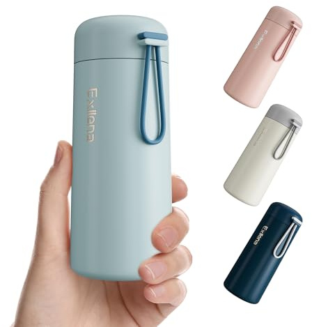 Exllena Botella Térmica Pequeña 250ml – Mini Botella de Acero Inoxidable sin BPA, Aislamiento Térmico 4-6 Horas con Diseño Portátil y Hermético(Azul Grisáceo)