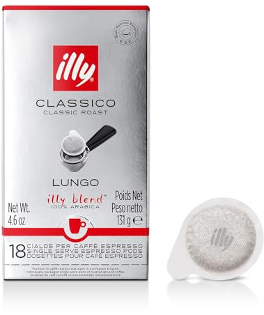 illy Dosettes de Café Espresso, Goût Classique pour Café Long 100% Arabica - Boîte de 18 Dosettes