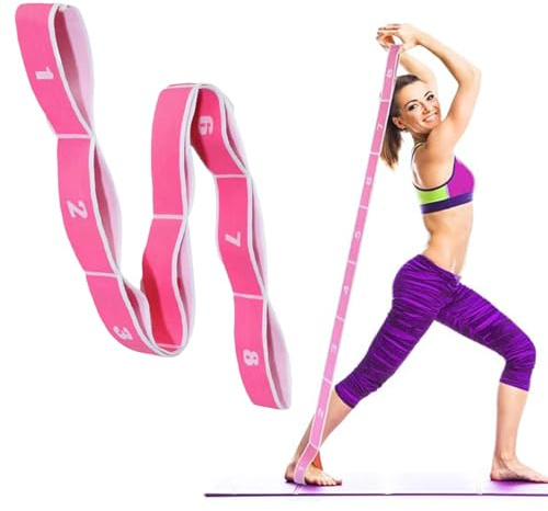 1 pcs Stretching Strap with Loops, Abeillo Elastic Yoga Straps for Stretching Equipment, Stretch Band for Physical Therapy, Yoga, Pilates,Dance, Gymnastics Exercise and Flexibility
