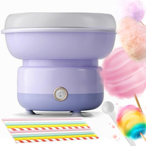Máquina de algodón de azúcar, máquina de algodón de azúcar de 500 W con Paleta Grande de 270 mm y tazón de prevención de Salpicaduras, máquina automática de algodón de azúcar con Lavable para