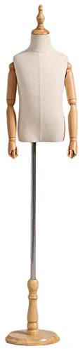 Kleiderform Schaufensterpuppe, 2/4/6/8 Jahre altes Kleinkind/Kleinkind/Kind Schaufensterpuppe Torse-Körper mit Armen und rundem Holzsockel, Ausstellungsständer für Kinderkleidung (Größe: 8 Jahre alt)