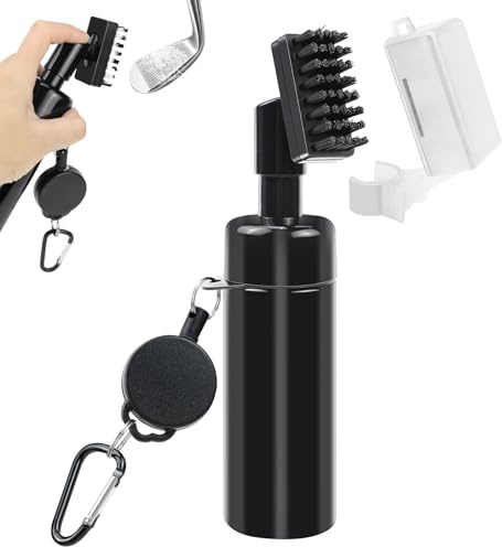 QGGTQG Golfschläger Bürste Golfschläger Rillenreiniger Golf Club Bürste | Golf Reinigungsbürste mit Wasserspray und Haken Multifunktionaler Golfzubehör für Golf Schläger Nassschrubben