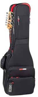 Gator Cases ICON Take Two Series Premium Double Gigbag für 2 E-Gitarren, TSA-freundliche Reißverschlüsse, 2,5 cm Polsterung (G-ICONTTELEC-BLK), Schwarz