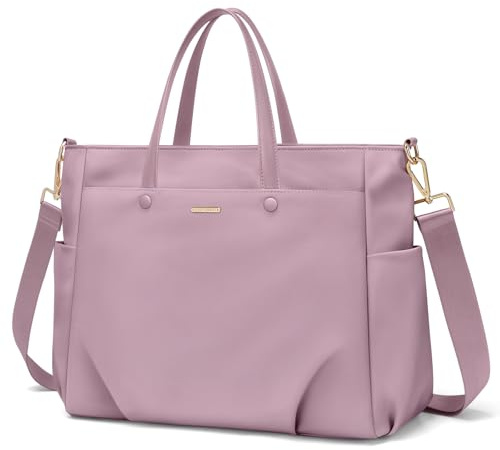 GOLF SUPAGS Sac Fourre-Tout Pour Ordinateur Portable 15.6 Pouces, Sac à Bandoulière Pour Ordinateur Pour Femme, Sac à Main élégant Pour Le Travail et Les Voyages (Violet Rosé)