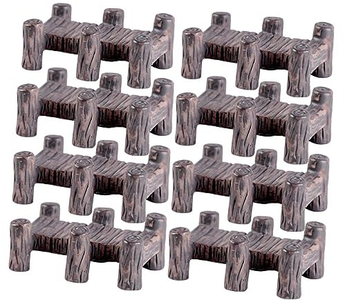 POPETPOP 8stücke Miniatur Holzbrücke Micro Landschaftsdekor Resin Handwerksmodell DIY Garten Zubehör Vintage Stil Für Balkon Garten Innen Außendekoration