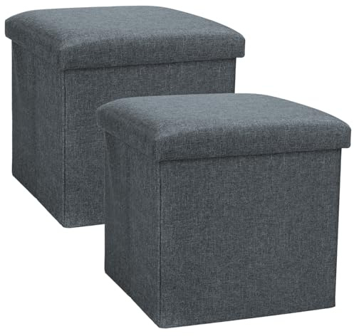 com-four® 2X Faltbarer Hocker, Sitzhocker mit Stauraum, Aufbewahrungsbox | 40 L