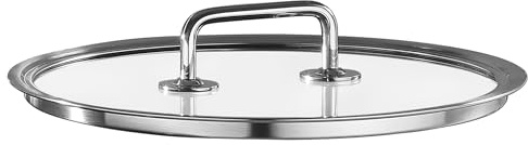 Spring Glasdeckel BRIGADE BASIC, 14 cm, für energiesparendes Sichtgaren, Silber | Topfdeckel, Borosilikat- oder Klarglas, hitzebeständig, für Töpfe und Pfannen, passend für BRIGADE BASIC