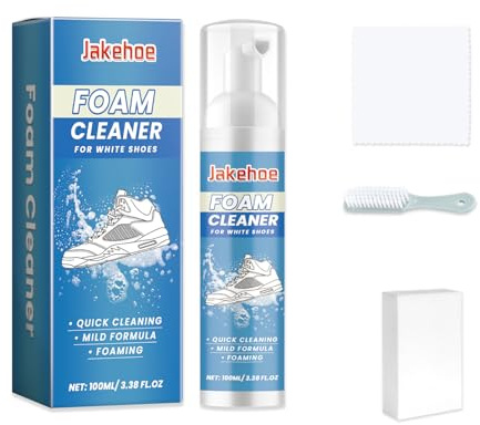 Cunegra Shoe Cleaning Kit, 200ml White Trainer Cleaner with Brushes, Towels and Sponges, Trainer Cleaning Kit for White Shoes, Leather Knit Boots Canvas Nubuk Suede Cleaner