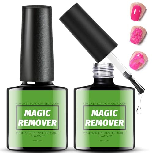 2 * 10ml Gel Nail Polish Remover, Fast Gel Remover Easily, Nail Care Gel Remover Quick Removal in 3-5 Minutes, Professional Manicure Remover Gel at Home