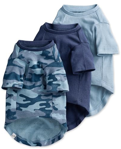 Pet Passion Toby II Dog T-Shirt, 3 Pack, Navy Camo, Medium | GOTS-certified organic cotton short-sleeve tee. Breathable, soft & sustainable for everyday wear.