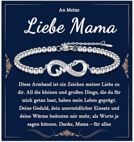 EYQV Mama Geschenk, Infinity Armband mit Gravur für Mutti, Geschenke für Mutter von Tochter Sohn, Geburtstagsgeschenk für Mama, Geschenkideen für die Mutter zum Geburtstag Weihnachten Muttertag