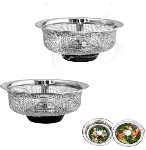 Inserto in acciaio inox per lavello da cucina da 3,3 pollici, filtro di scarico con maglia fine, cestello per scarichi standard, scolapasta per residui di cibo