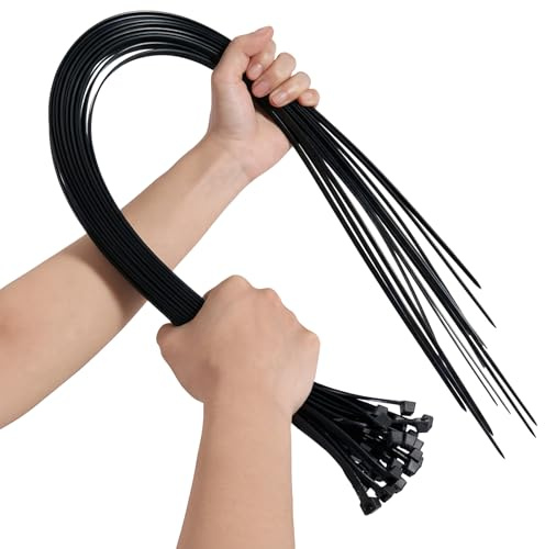 900mm x 9mm Cable Ties, 25Pcs Heavy Duty Extra Long Thick Nylon Zip Ties | 35.4 Inch Self Locking Tie Wrap with 90Kg Tensile Strength for Home Office Garage Workshop DIY Garden Outdoor (Black)