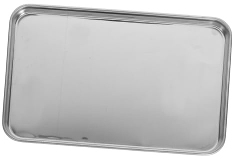 Plateau à Fond Plat 4 Pièces en Acier Inoxydable Argenté | Format 8, 9x5, 8x0, 5 Po, Usage Maison ou Restaurant, Entretien Facile et Nettoyage Rapide